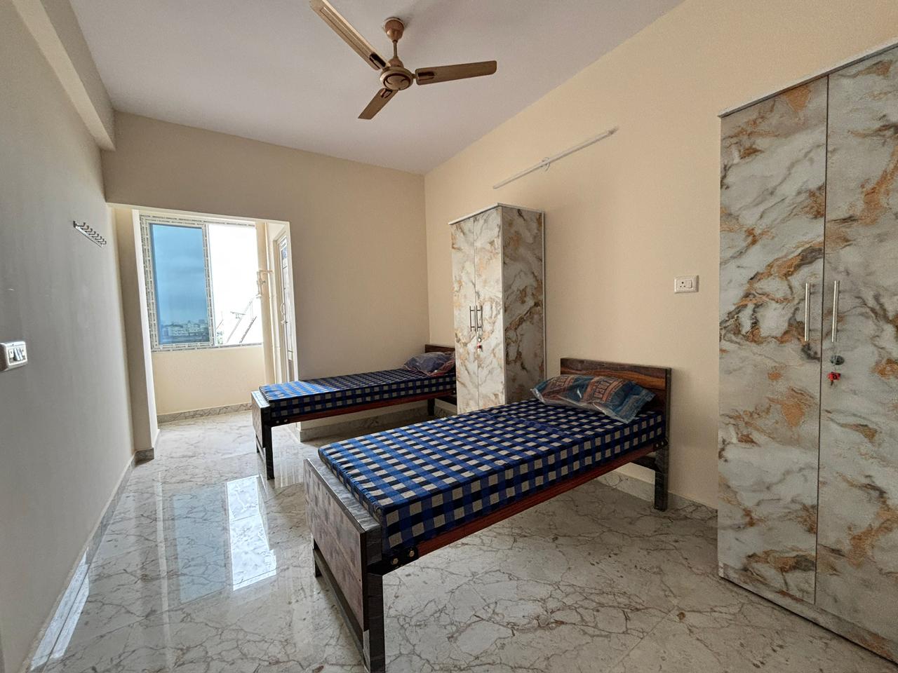 Vsr Coliving Pg room in Electronic City Bangalore with premium furnishings and clean interiors — PG photo 1 of 10 Vsr Coliving Pg room in Electronic City Bangalore with premium furnishings and clean interiors — PG photo 1 of 10